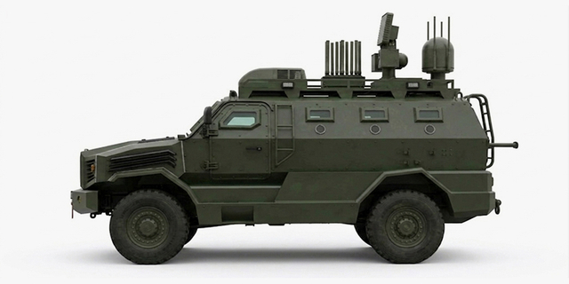 Side view Anti-Drone Armored Blast Resistant Vehicle